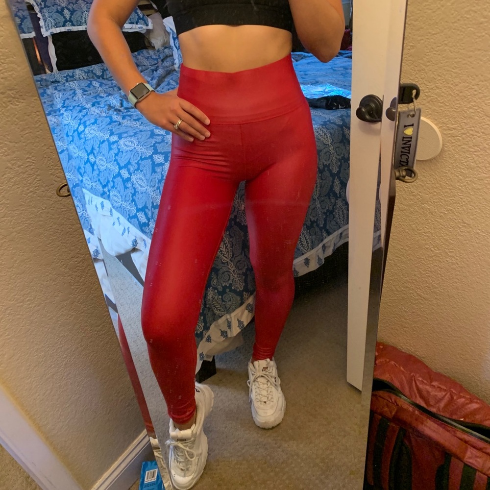 NWOT Carbon38 Red High Waist Takara Leggings